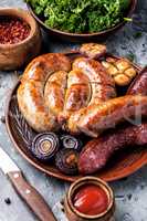 Delicious sausages grilled