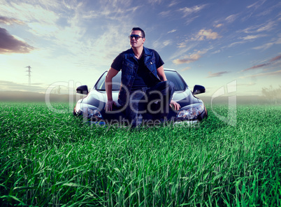 Man and car concept