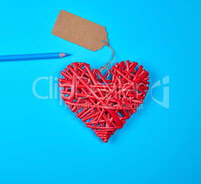 wooden wicker red heart