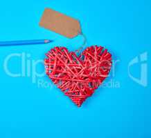 wooden wicker red heart
