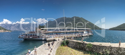 Walking ship near island in Montenegro