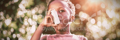Boy using a asthma inhalator