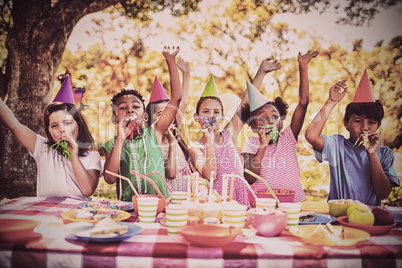 Cute children having fun during a birthday party