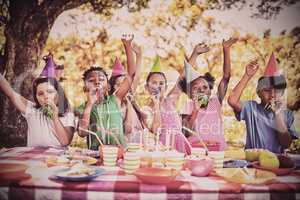 Cute children having fun during a birthday party