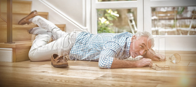 Senior man fallen down from stairs