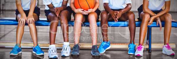 Children enjoying at basketball court