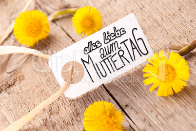 Label, Dandelion, Calligraphy Muttertag Means Happy Mothers Day