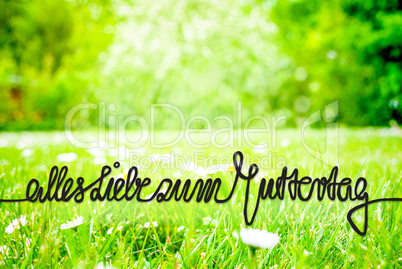 Spring Meadow, Daisy, Calligraphy Muttertag Means Happy Mothers Day