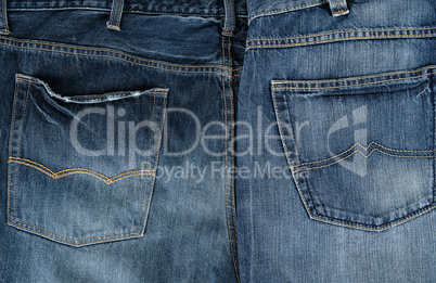 blue classic jeans folded in a row