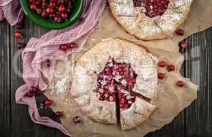 Galette with gooseberries top view