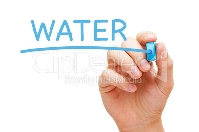 Word Water Handwritten With Blue Marker