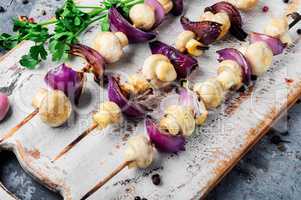 Vegetable kebabs with mushrooms