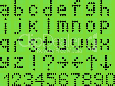 Lowercase alphabet digital LCD indicator green