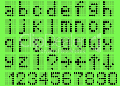 Lowercase alphabet digital LCD indicator green