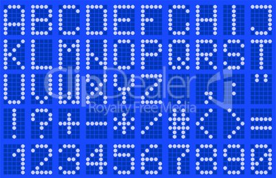 Uppercase alphabet digital LCD indicator blue