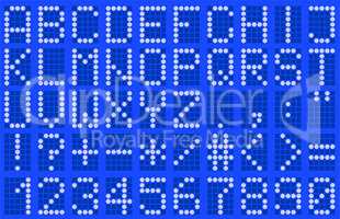 Uppercase alphabet digital LCD indicator blue