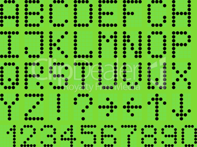 Uppercase alphabet digital LCD indicator green