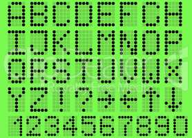 Uppercase alphabet digital LCD indicator green