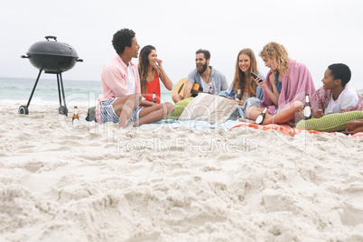 Group of friends enjoying on beach