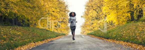 Mixed Race African American Woman Teenager Fitness Running Panor