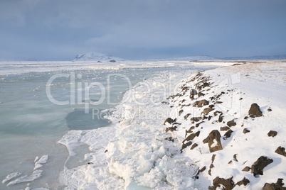 Frozen river, Iceland, Europe