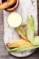 Corn milk in glass