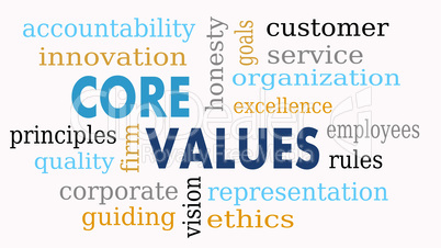 Core values word cloud, business concept - Illustration