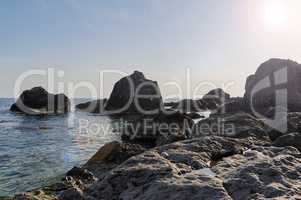Rocky seashore on a summer day, Crimea
