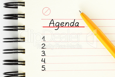 Blank Agenda Planner List Concept