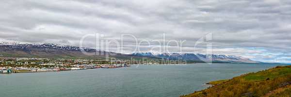 Panoramic view of Akureyri, Iceland