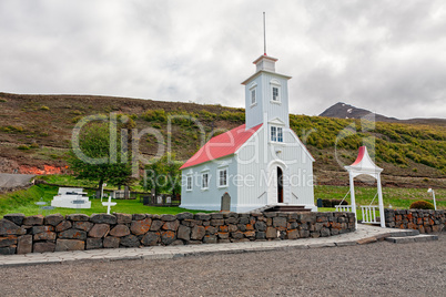 Little historical church in Laufas near Akureyri, Iceland