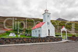Little historical church in Laufas near Akureyri, Iceland