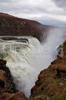 Gullfoss waterfall in a cloudy day