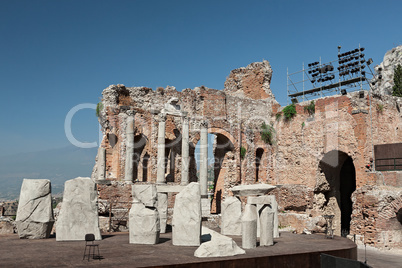 Ancient greek theater of Taormina, Sicily, Italy
