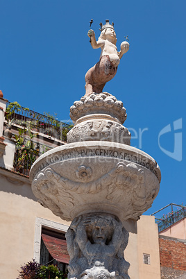 Fountain in Piazza del Duomo in Taormina, Sicily, Italy