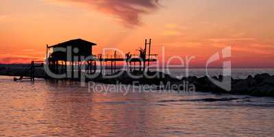 Stilt house over the sea