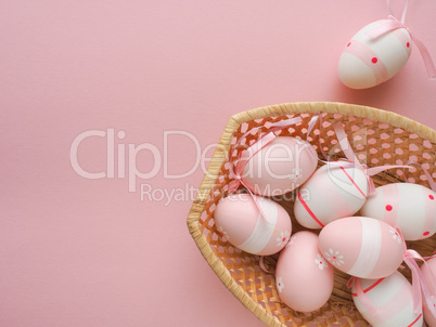 Pink Easter decoration with a basket