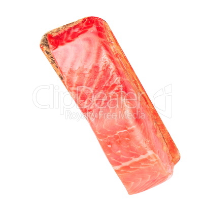 piece of red fish fillet isolated on white