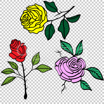 Vintage Roses Set tattoo vector illustration