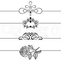 Calligraphic Design Elements . Decorative Swirls, Scrolls and Dividers. Vintage Vector Illustration