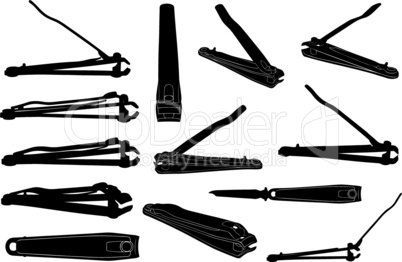 Set of different nail clippers