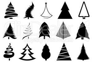 Set of different Christmas trees