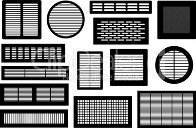 Set of different ventilations grilles