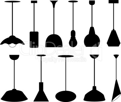 Set of different pendant lamps