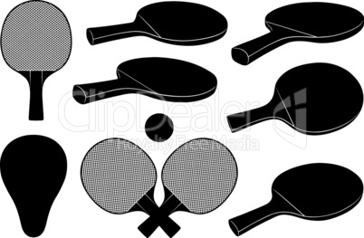 Set of different ping pong rackets