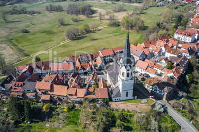aerial shot of the village Jockgrim