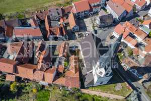 aerial view on the church of Jockgrim