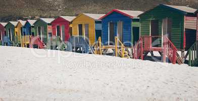 Colorful beach huts on the beach