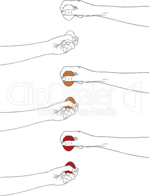 Illustration of hands holding easter eggs