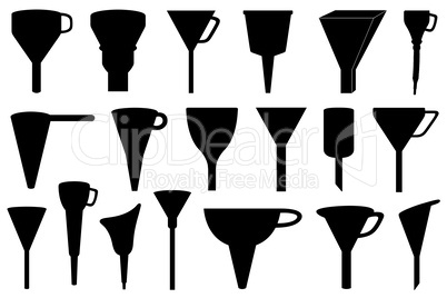 Set of different funnels